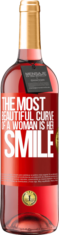 29,95 € Free Shipping | Rosé Wine ROSÉ Edition The most beautiful curve of a woman is her smile Red Label. Customizable label Young wine Harvest 2024 Tempranillo