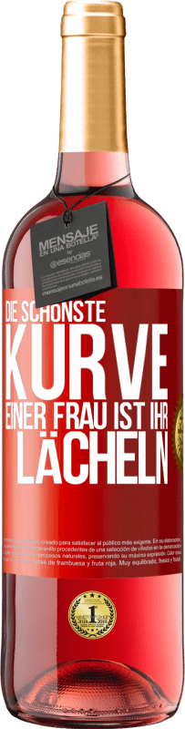 29,95 € Kostenloser Versand | Roséwein ROSÉ Ausgabe Die schönste Kurve einer Frau ist ihr Lächeln Rote Markierung. Anpassbares Etikett Junger Wein Ernte 2024 Tempranillo