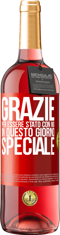 29,95 € Spedizione Gratuita | Vino rosato Edizione ROSÉ Grazie per essere stato con noi in questo giorno speciale Etichetta Rossa. Etichetta personalizzabile Vino giovane Raccogliere 2024 Tempranillo