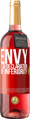 29,95 € Free Shipping | Rosé Wine ROSÉ Edition Envy is a declaration of inferiority Red Label. Customizable label Young wine Harvest 2024 Tempranillo