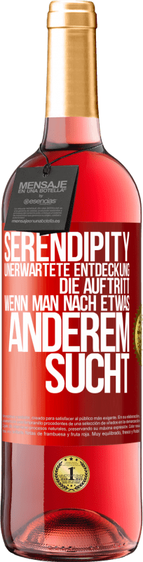 29,95 € Kostenloser Versand | Roséwein ROSÉ Ausgabe Serendipity: Unerwartete Entdeckung, die auftritt, wenn man nach etwas anderem sucht Rote Markierung. Anpassbares Etikett Junger Wein Ernte 2024 Tempranillo