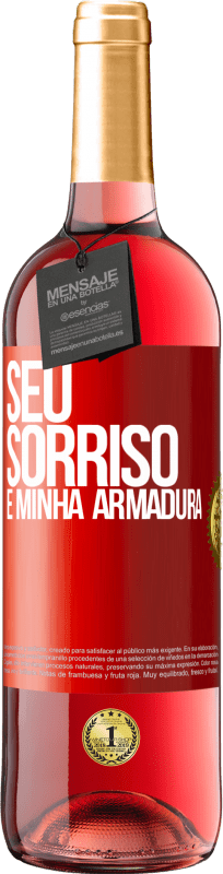 29,95 € Envio grátis | Vinho rosé Edição ROSÉ Seu sorriso é minha armadura Etiqueta Vermelha. Etiqueta personalizável Vinho jovem Colheita 2024 Tempranillo