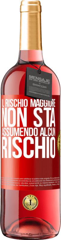 29,95 € Spedizione Gratuita | Vino rosato Edizione ROSÉ Il rischio maggiore non sta assumendo alcun rischio Etichetta Rossa. Etichetta personalizzabile Vino giovane Raccogliere 2024 Tempranillo