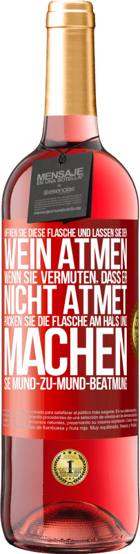 29,95 € Kostenloser Versand | Roséwein ROSÉ Ausgabe Öffnen Sie diese Flasche und lassen Sie den Wein atmen. Wenn Sie vermuten, dass er nicht atmet, packen Sie die Flasche am Hals u Rote Markierung. Anpassbares Etikett Junger Wein Ernte 2024 Tempranillo