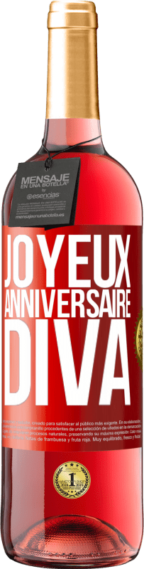 29,95 € Envoi gratuit | Vin rosé Édition ROSÉ Joyeux anniversaire, Diva Étiquette Rouge. Étiquette personnalisable Vin jeune Récolte 2024 Tempranillo