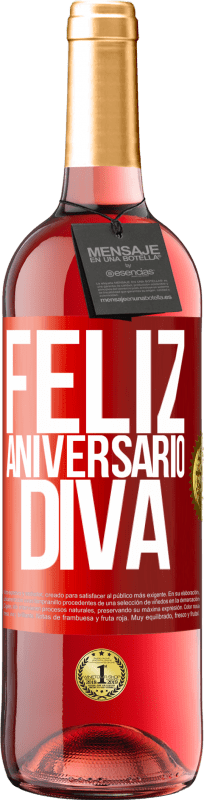29,95 € Envio grátis | Vinho rosé Edição ROSÉ Feliz aniversário Diva Etiqueta Vermelha. Etiqueta personalizável Vinho jovem Colheita 2023 Tempranillo