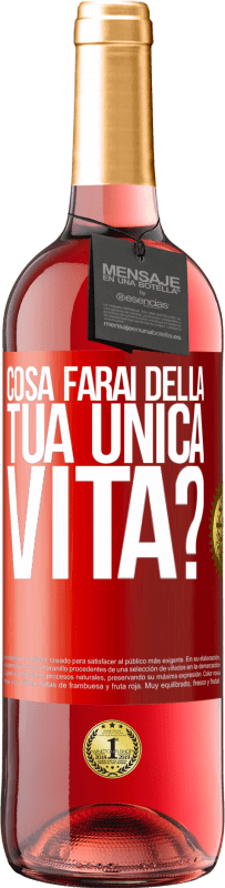 29,95 € Spedizione Gratuita | Vino rosato Edizione ROSÉ Cosa farai della tua unica vita? Etichetta Rossa. Etichetta personalizzabile Vino giovane Raccogliere 2023 Tempranillo