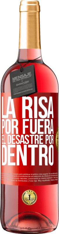 29,95 € Envío gratis | Vino Rosado Edición ROSÉ La risa por fuera, el desastre por dentro Etiqueta Roja. Etiqueta personalizable Vino joven Cosecha 2023 Tempranillo