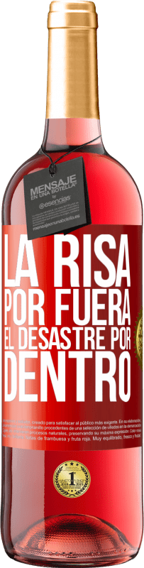29,95 € Envío gratis | Vino Rosado Edición ROSÉ La risa por fuera, el desastre por dentro Etiqueta Roja. Etiqueta personalizable Vino joven Cosecha 2025 Tempranillo