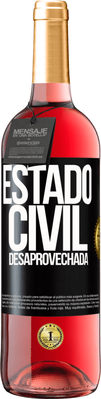 29,95 € Envío gratis | Vino Rosado Edición ROSÉ Estado civil: desaprovechada Etiqueta Negra. Etiqueta personalizable Vino joven Cosecha 2024 Tempranillo