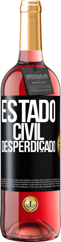 29,95 € Envio grátis | Vinho rosé Edição ROSÉ Estado civil: desperdiçado Etiqueta Preta. Etiqueta personalizável Vinho jovem Colheita 2024 Tempranillo