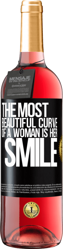 29,95 € Free Shipping | Rosé Wine ROSÉ Edition The most beautiful curve of a woman is her smile Black Label. Customizable label Young wine Harvest 2024 Tempranillo