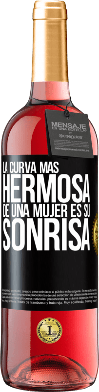 29,95 € Envío gratis | Vino Rosado Edición ROSÉ La curva más hermosa de una mujer es su sonrisa Etiqueta Negra. Etiqueta personalizable Vino joven Cosecha 2024 Tempranillo