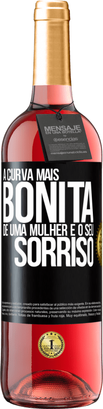 29,95 € Envio grátis | Vinho rosé Edição ROSÉ A curva mais bonita de uma mulher é o seu sorriso Etiqueta Preta. Etiqueta personalizável Vinho jovem Colheita 2024 Tempranillo