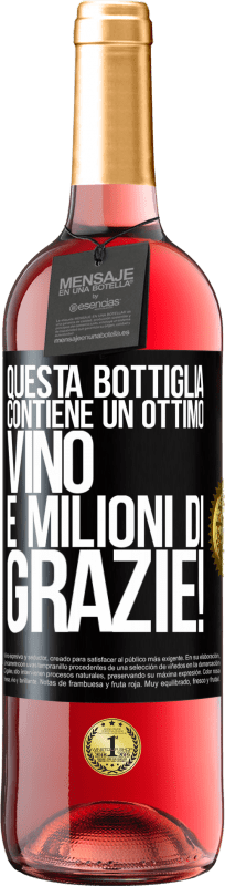 29,95 € Spedizione Gratuita | Vino rosato Edizione ROSÉ Questa bottiglia contiene un ottimo vino e milioni di GRAZIE! Etichetta Nera. Etichetta personalizzabile Vino giovane Raccogliere 2023 Tempranillo