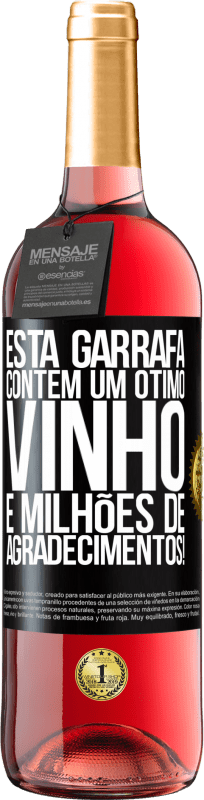 29,95 € Envio grátis | Vinho rosé Edição ROSÉ Esta garrafa contém um ótimo vinho e milhões de AGRADECIMENTOS! Etiqueta Preta. Etiqueta personalizável Vinho jovem Colheita 2024 Tempranillo