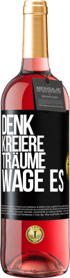 29,95 € Kostenloser Versand | Roséwein ROSÉ Ausgabe Denk. Kreiere. Träume. Wage es Schwarzes Etikett. Anpassbares Etikett Junger Wein Ernte 2023 Tempranillo