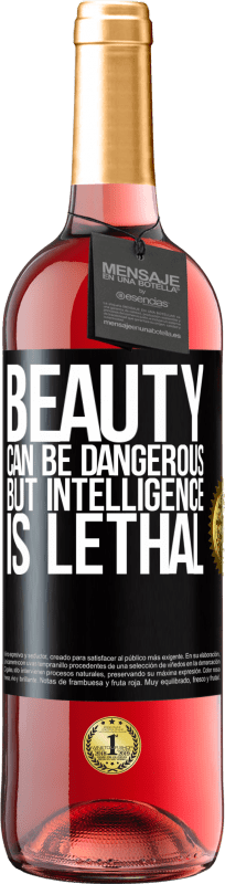 29,95 € Бесплатная доставка | Розовое вино Издание ROSÉ Красота может быть опасна, но интеллект смертелен Черная метка. Настраиваемая этикетка Молодое вино Урожай 2023 Tempranillo
