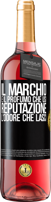 29,95 € Spedizione Gratuita | Vino rosato Edizione ROSÉ Il marchio è il profumo che usi. Reputazione, l'odore che lasci Etichetta Nera. Etichetta personalizzabile Vino giovane Raccogliere 2024 Tempranillo