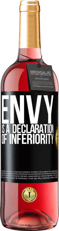 29,95 € Free Shipping | Rosé Wine ROSÉ Edition Envy is a declaration of inferiority Black Label. Customizable label Young wine Harvest 2023 Tempranillo