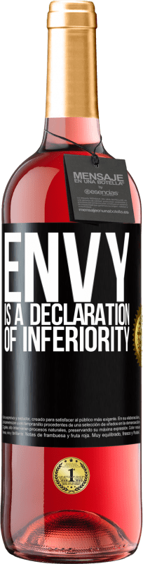 29,95 € Free Shipping | Rosé Wine ROSÉ Edition Envy is a declaration of inferiority Black Label. Customizable label Young wine Harvest 2024 Tempranillo