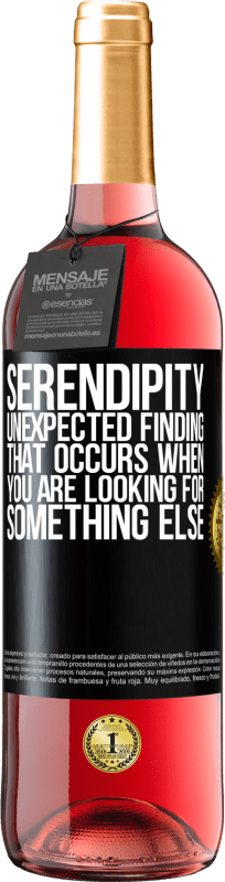 29,95 € Free Shipping | Rosé Wine ROSÉ Edition Serendipity Unexpected finding that occurs when you are looking for something else Black Label. Customizable label Young wine Harvest 2024 Tempranillo