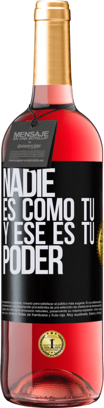 29,95 € Envío gratis | Vino Rosado Edición ROSÉ Nadie es como tú, y ese es tu poder Etiqueta Negra. Etiqueta personalizable Vino joven Cosecha 2024 Tempranillo