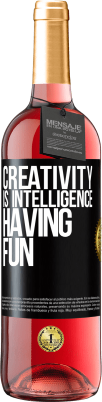 29,95 € 免费送货 | 桃红葡萄酒 ROSÉ版 创造力是乐趣的智慧 黑标. 可自定义的标签 青年酒 收成 2023 Tempranillo