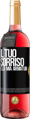 29,95 € Spedizione Gratuita | Vino rosato Edizione ROSÉ Il tuo sorriso è la mia armatura Etichetta Nera. Etichetta personalizzabile Vino giovane Raccogliere 2025 Tempranillo