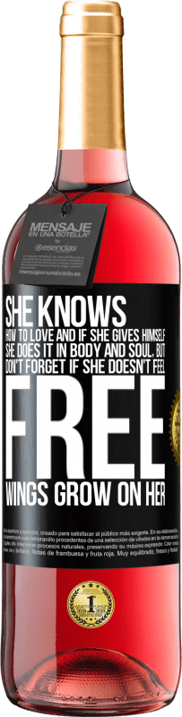 29,95 € 送料無料 | ロゼワイン ROSÉエディション 彼は愛する方法を知っており、彼が自分自身を与えるなら、彼はそれを心身で行います。しかし、忘れないでください、あなたが自由に感じなければ、あなたの翼は成長します ブラックラベル. カスタマイズ可能なラベル 若いワイン 収穫 2025 Tempranillo