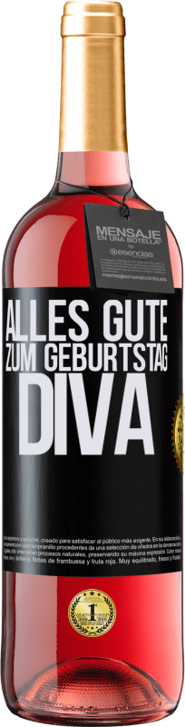 29,95 € Kostenloser Versand | Roséwein ROSÉ Ausgabe Alles Gute zum Geburtstag Diva Schwarzes Etikett. Anpassbares Etikett Junger Wein Ernte 2023 Tempranillo