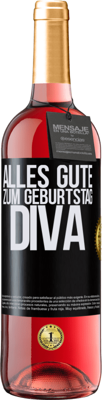 29,95 € Kostenloser Versand | Roséwein ROSÉ Ausgabe Alles Gute zum Geburtstag Diva Schwarzes Etikett. Anpassbares Etikett Junger Wein Ernte 2024 Tempranillo