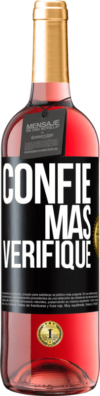 29,95 € Envio grátis | Vinho rosé Edição ROSÉ Confie, mas verifique Etiqueta Preta. Etiqueta personalizável Vinho jovem Colheita 2023 Tempranillo