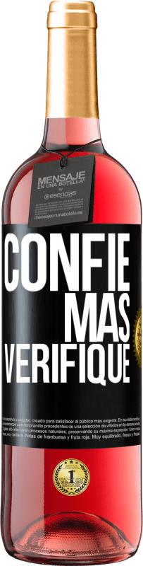 29,95 € Envio grátis | Vinho rosé Edição ROSÉ Confie, mas verifique Etiqueta Preta. Etiqueta personalizável Vinho jovem Colheita 2024 Tempranillo