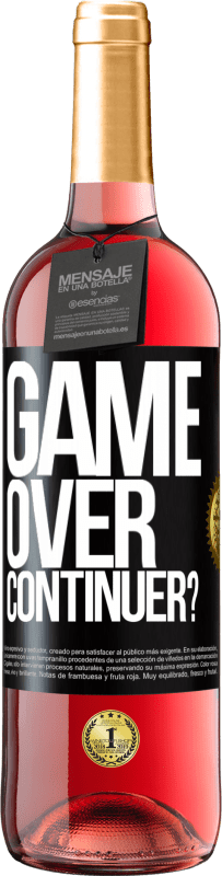 29,95 € Envoi gratuit | Vin rosé Édition ROSÉ GAME OVER. Continuer? Étiquette Noire. Étiquette personnalisable Vin jeune Récolte 2025 Tempranillo