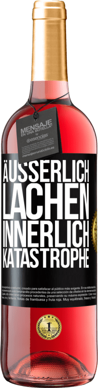 29,95 € Kostenloser Versand | Roséwein ROSÉ Ausgabe Äußerlich Lachen, innerlich Katastrophe Schwarzes Etikett. Anpassbares Etikett Junger Wein Ernte 2023 Tempranillo