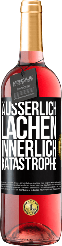 29,95 € Kostenloser Versand | Roséwein ROSÉ Ausgabe Äußerlich Lachen, innerlich Katastrophe Schwarzes Etikett. Anpassbares Etikett Junger Wein Ernte 2025 Tempranillo