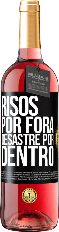 29,95 € Envio grátis | Vinho rosé Edição ROSÉ Risos por fora, desastre por dentro Etiqueta Preta. Etiqueta personalizável Vinho jovem Colheita 2023 Tempranillo