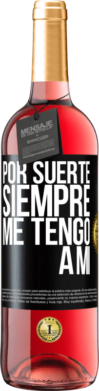 29,95 € Envío gratis | Vino Rosado Edición ROSÉ Por suerte siempre me tengo a mí Etiqueta Negra. Etiqueta personalizable Vino joven Cosecha 2023 Tempranillo