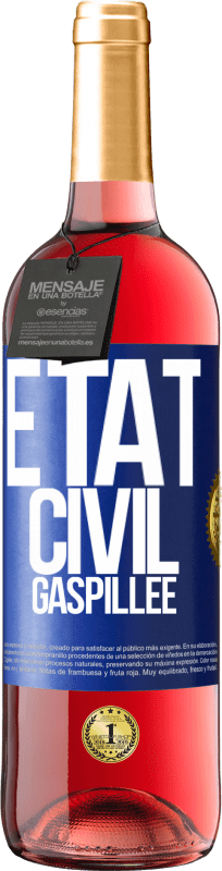 29,95 € Envoi gratuit | Vin rosé Édition ROSÉ État civil: gaspillée Étiquette Bleue. Étiquette personnalisable Vin jeune Récolte 2023 Tempranillo