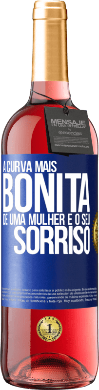 29,95 € Envio grátis | Vinho rosé Edição ROSÉ A curva mais bonita de uma mulher é o seu sorriso Etiqueta Azul. Etiqueta personalizável Vinho jovem Colheita 2025 Tempranillo