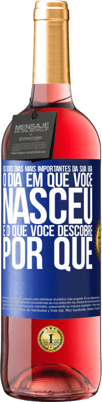 29,95 € Envio grátis | Vinho rosé Edição ROSÉ Os dois dias mais importantes da sua vida: o dia em que você nasceu e o que você descobre por que Etiqueta Azul. Etiqueta personalizável Vinho jovem Colheita 2024 Tempranillo