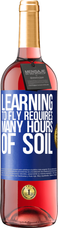 29,95 € 免费送货 | 桃红葡萄酒 ROSÉ版 学习飞行需要很多小时的时间 蓝色标签. 可自定义的标签 青年酒 收成 2023 Tempranillo