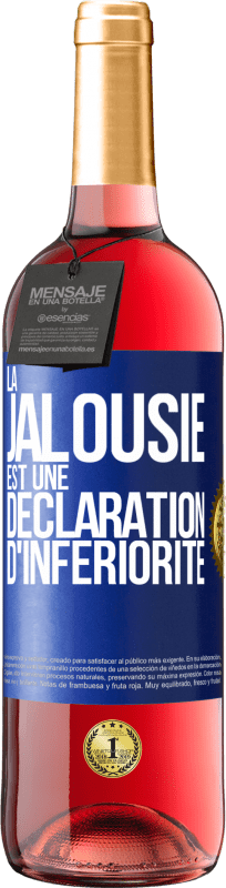 29,95 € Envoi gratuit | Vin rosé Édition ROSÉ La jalousie est une déclaration d'infériorité Étiquette Bleue. Étiquette personnalisable Vin jeune Récolte 2024 Tempranillo