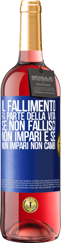 29,95 € Spedizione Gratuita | Vino rosato Edizione ROSÉ Il fallimento fa parte della vita. Se non fallisci, non impari e se non impari non cambi Etichetta Blu. Etichetta personalizzabile Vino giovane Raccogliere 2024 Tempranillo