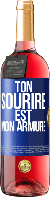 29,95 € Envoi gratuit | Vin rosé Édition ROSÉ Ton sourire est mon armure Étiquette Bleue. Étiquette personnalisable Vin jeune Récolte 2024 Tempranillo