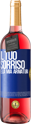 29,95 € Spedizione Gratuita | Vino rosato Edizione ROSÉ Il tuo sorriso è la mia armatura Etichetta Blu. Etichetta personalizzabile Vino giovane Raccogliere 2024 Tempranillo