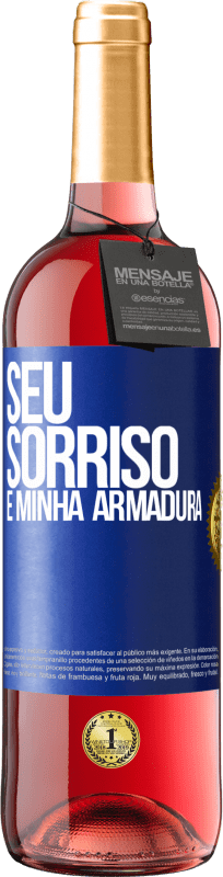 29,95 € Envio grátis | Vinho rosé Edição ROSÉ Seu sorriso é minha armadura Etiqueta Azul. Etiqueta personalizável Vinho jovem Colheita 2024 Tempranillo