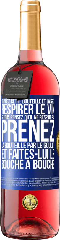 29,95 € Envoi gratuit | Vin rosé Édition ROSÉ Ouvrez cette bouteille et laissez respirer le vin. Si vous pensez qu'il ne respire pas prenez la bouteille par le goulot et fait Étiquette Bleue. Étiquette personnalisable Vin jeune Récolte 2024 Tempranillo