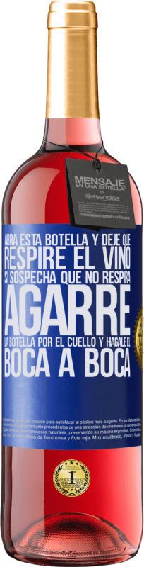 29,95 € Envío gratis | Vino Rosado Edición ROSÉ Abra esta botella y deje que respire el vino. Si sospecha que no respira, agarre la botella por el cuello y hágale el boca a Etiqueta Azul. Etiqueta personalizable Vino joven Cosecha 2024 Tempranillo